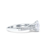 Art Deco Wedding Engagement Bridal Ring Round Simulated Cubic Zirconia 925 Sterling Silver