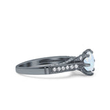 Art Deco Wedding Engagement Bridal Ring Round Simulated Cubic Zirconia 925 Sterling Silver