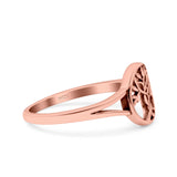Tree of Life Ring Band Oxidized Round 925 Sterling Silver (10mm)