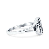 Tree of Life Ring Band Oxidized Round 925 Sterling Silver (10mm)