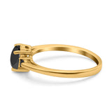 Art Deco Heart Three Stone Wedding Bridal Ring Round Black Simulated Cubic Zirconia 925 Sterling Silver