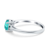 Art Deco Heart Three Stone Wedding Bridal Ring Round Green Emerald Simulated Cubic Zirconia 925 Sterling Silver