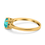 Art Deco Heart Three Stone Wedding Bridal Ring Round Green Emerald Simulated Cubic Zirconia 925 Sterling Silver