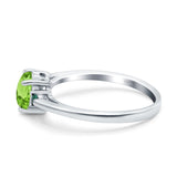 Art Deco Heart Three Stone Wedding Bridal Ring Round Green Emerald Simulated Cubic Zirconia 925 Sterling Silver