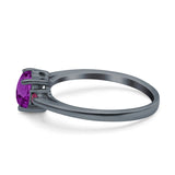 Art Deco Heart Three Stone Wedding Bridal Ring Round Ruby Simulated Cubic Zirconia 925 Sterling Silver