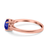 Art Deco Heart Three Stone Wedding Bridal Ring Round Ruby Simulated Cubic Zirconia 925 Sterling Silver