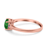 Art Deco Heart Three Stone Wedding Bridal Ring Round Amethyst Simulated Cubic Zirconia 925 Sterling Silver