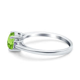 Art Deco Heart Three Stone Wedding Bridal Ring Round Amethyst Simulated Cubic Zirconia 925 Sterling Silver