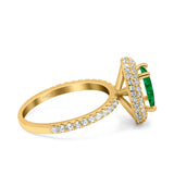 Halo Oval Art Deco Wedding Bridal Ring Band Round Simulated Cubic Zirconia 925 Sterling Silver