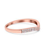 Half Eternity Ring Wedding Band Round Simulated Cubic Zirconia 925 Sterling Silver (4mm)
