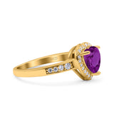 Heart Promise Ring Halo Heart Round Simulated Cubic Zirconia 925 Sterling Silver