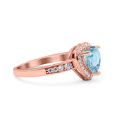 Heart Promise Ring Halo Heart Round Simulated Cubic Zirconia 925 Sterling Silver