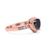 Heart Promise Ring Halo Heart Round Simulated Cubic Zirconia 925 Sterling Silver