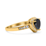 Heart Promise Ring Halo Heart Round Simulated Cubic Zirconia 925 Sterling Silver