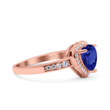 Heart Promise Ring Halo Heart Round Simulated Cubic Zirconia 925 Sterling Silver