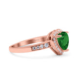 Heart Promise Ring Halo Heart Round Simulated Cubic Zirconia 925 Sterling Silver