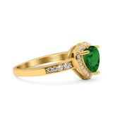 Heart Promise Ring Halo Heart Round Simulated Cubic Zirconia 925 Sterling Silver