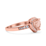 Heart Promise Ring Halo Heart Round Simulated Cubic Zirconia 925 Sterling Silver