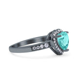 Heart Promise Ring Halo Heart Round Simulated Cubic Zirconia 925 Sterling Silver
