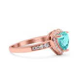 Heart Promise Ring Halo Heart Round Simulated Cubic Zirconia 925 Sterling Silver