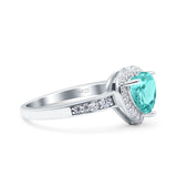 Heart Promise Ring Halo Heart Round Simulated Cubic Zirconia 925 Sterling Silver