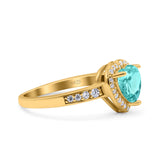 Heart Promise Ring Halo Heart Round Simulated Cubic Zirconia 925 Sterling Silver