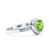 Heart Promise Ring Halo Heart Round Simulated Cubic Zirconia 925 Sterling Silver