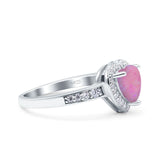 Heart Promise Ring Halo Heart Round Simulated Cubic Zirconia 925 Sterling Silver