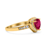 Heart Promise Ring Halo Heart Round Simulated Cubic Zirconia 925 Sterling Silver