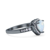 Heart Promise Ring Halo Heart Round Simulated Cubic Zirconia 925 Sterling Silver