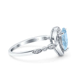 Teardrop Pear Art Deco Wedding Engagement Bridal Ring Round Simulated Cubic Zirconia 925 Sterling Silver