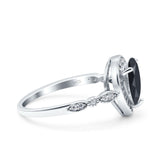 Teardrop Pear Art Deco Wedding Engagement Bridal Ring Round Simulated Cubic Zirconia 925 Sterling Silver