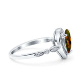 Teardrop Pear Art Deco Wedding Engagement Bridal Ring Round Simulated Cubic Zirconia 925 Sterling Silver