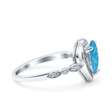 Teardrop Pear Art Deco Wedding Engagement Bridal Ring Round Simulated Cubic Zirconia 925 Sterling Silver