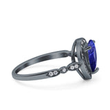 Teardrop Pear Art Deco Wedding Engagement Bridal Ring Round Simulated Cubic Zirconia 925 Sterling Silver