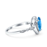 Teardrop Pear Art Deco Wedding Engagement Bridal Ring Round Simulated Cubic Zirconia 925 Sterling Silver