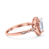 Teardrop Pear Art Deco Wedding Engagement Bridal Ring Round Simulated Cubic Zirconia 925 Sterling Silver