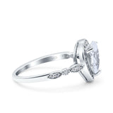 Teardrop Pear Art Deco Wedding Engagement Bridal Ring Round Simulated Cubic Zirconia 925 Sterling Silver