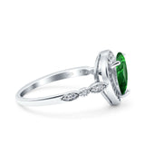 Teardrop Pear Art Deco Wedding Engagement Bridal Ring Round Simulated Cubic Zirconia 925 Sterling Silver