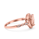 Teardrop Pear Art Deco Wedding Engagement Bridal Ring Round Simulated Cubic Zirconia 925 Sterling Silver