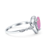 Teardrop Pear Art Deco Wedding Engagement Bridal Ring Round Simulated Cubic Zirconia 925 Sterling Silver