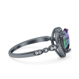 Teardrop Pear Art Deco Wedding Engagement Bridal Ring Round Simulated Cubic Zirconia 925 Sterling Silver