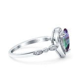 Teardrop Pear Art Deco Wedding Engagement Bridal Ring Round Simulated Cubic Zirconia 925 Sterling Silver