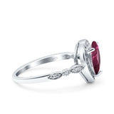 Teardrop Pear Art Deco Wedding Engagement Bridal Ring Round Simulated Cubic Zirconia 925 Sterling Silver