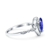 Teardrop Pear Art Deco Wedding Engagement Bridal Ring Round Simulated Cubic Zirconia 925 Sterling Silver