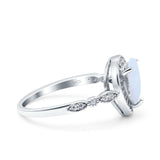 Teardrop Pear Art Deco Wedding Engagement Bridal Ring Round Simulated Cubic Zirconia 925 Sterling Silver