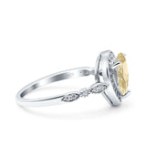 Teardrop Pear Art Deco Wedding Engagement Bridal Ring Round Simulated Cubic Zirconia 925 Sterling Silver