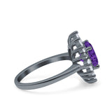 Art Deco Wedding Engagement Bridal Ring Baguette Round Simulated Cubic Zirconia 925 Sterling Silver