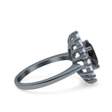 Art Deco Wedding Engagement Bridal Ring Baguette Round Simulated Cubic Zirconia 925 Sterling Silver