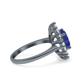 Art Deco Wedding Engagement Bridal Ring Baguette Round Simulated Cubic Zirconia 925 Sterling Silver